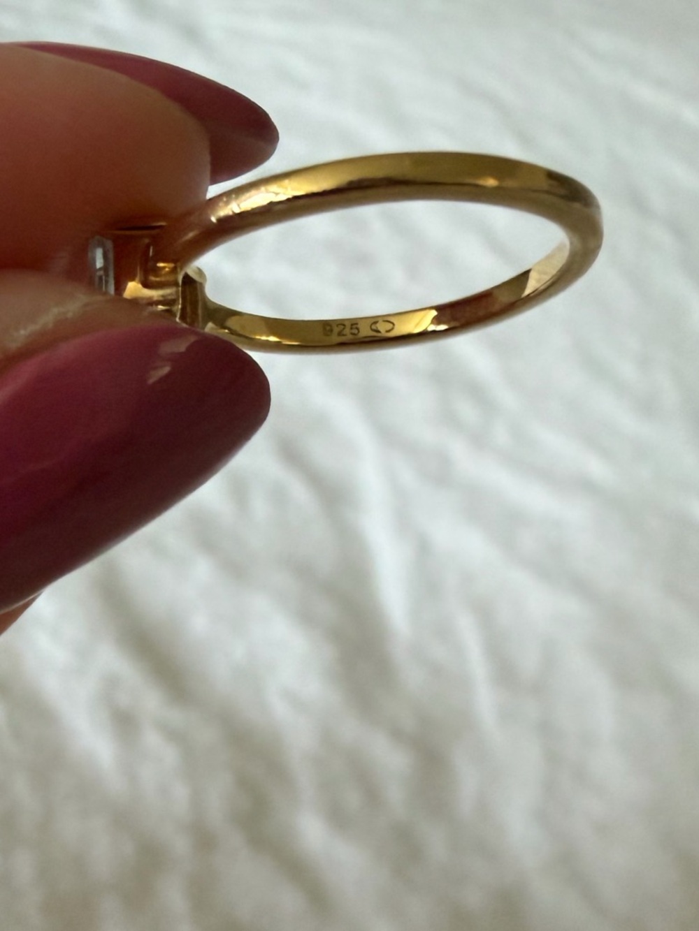 Aurate birthstone Baguette Ring - aquamarine/March, size 7, gold vermeil - Picture 8 of 8